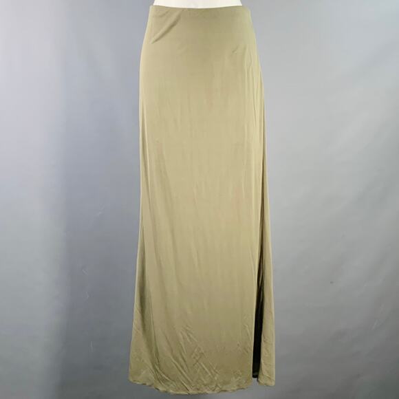 YIGAL AZROUEL Size 6 Green Olive Rayon Slip Maxi Skirt - Picture 1 of 4